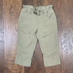 GAP Kids Paper Bag Tie Waist Olive Green Crop Pants